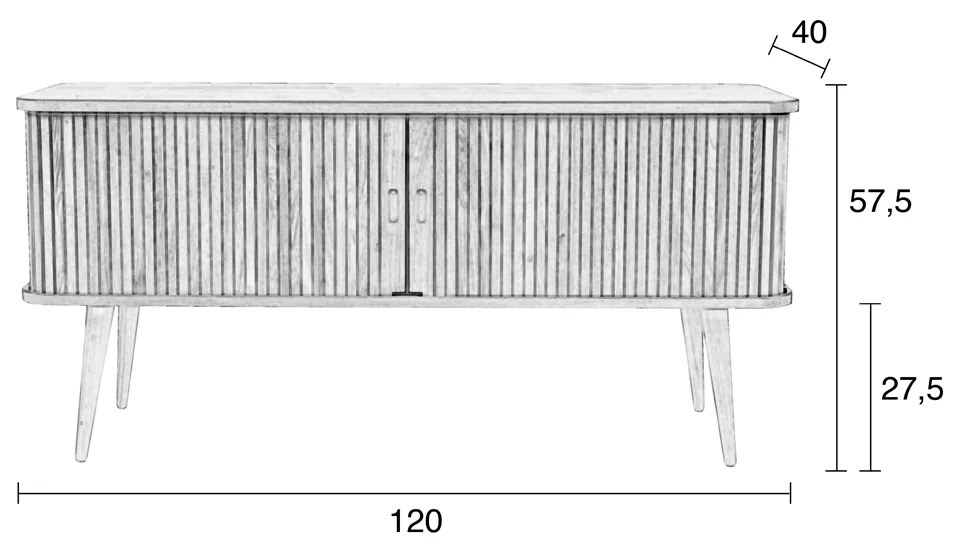 Zuiver Barbier Black Zwart Design Tv-dressoir - 120x40x57.5cm.