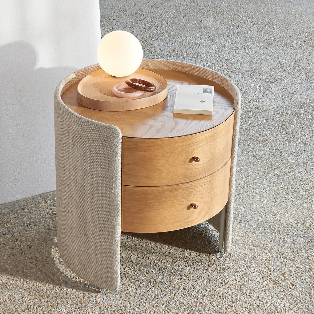 Tafellamp, opaline/eik bol, Hannasta