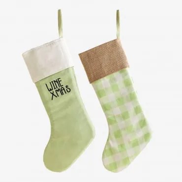Set Van 2 Kerstsokken Twinkle Groen – Mint - Sklum