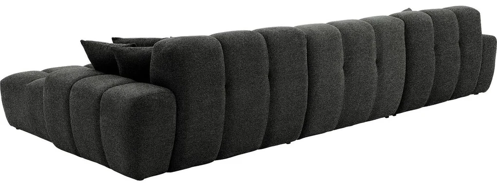 Goossens Excellent Bank Kubus - 30 X 30 Cm Stiksel zwart, stof, 1,5-zits, modern design met chaise longue rechts