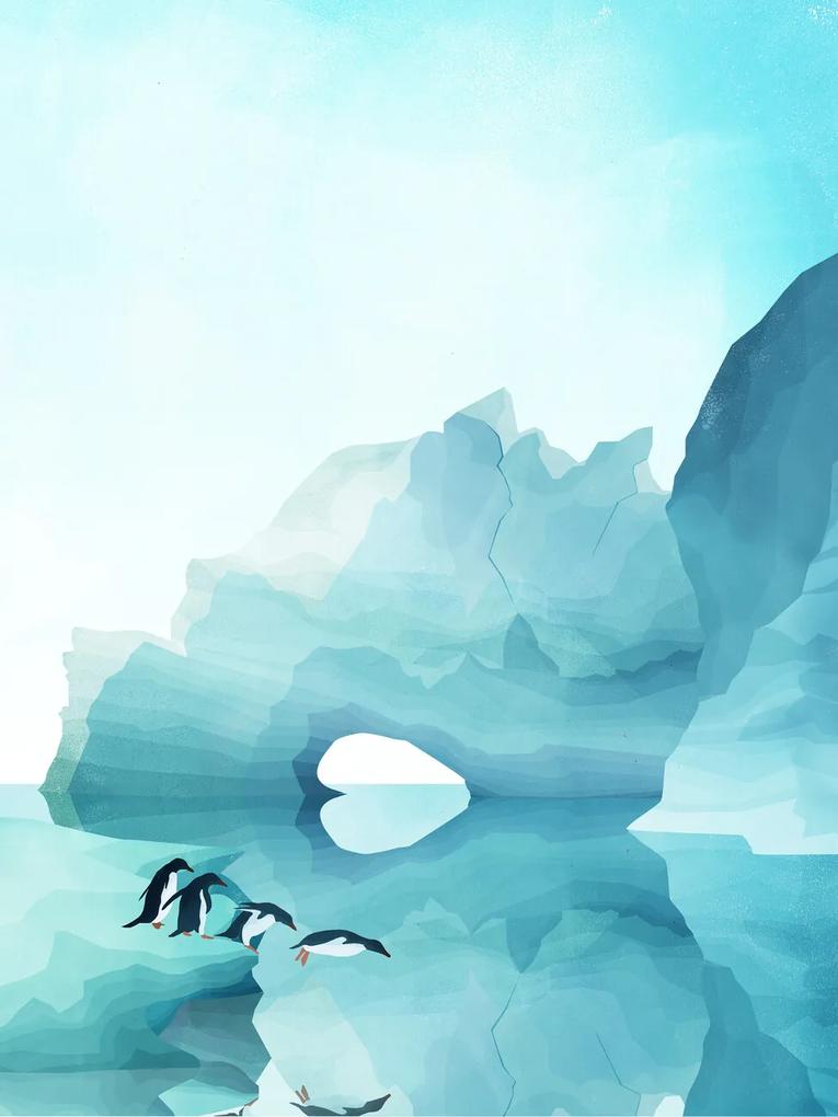 Ilustratie Penguins By Day, Goed Blauw, (30 x 40 cm)