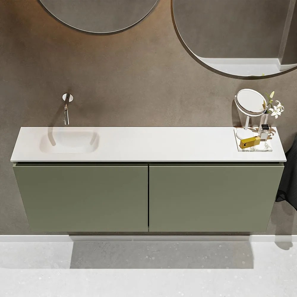 Mondiaz Ture 120cm toiletmeubel army met wastafel talc links geen kraangat