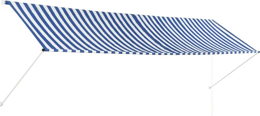 Luifel uittrekbaar 400x150 cm blauw en wit