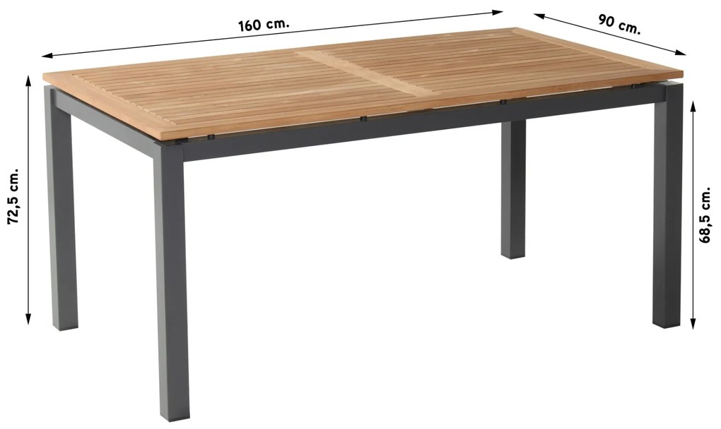 Hartman Napoli/Sonata verstelbare tuinset 160x90 cm. - Aluminium/Teak