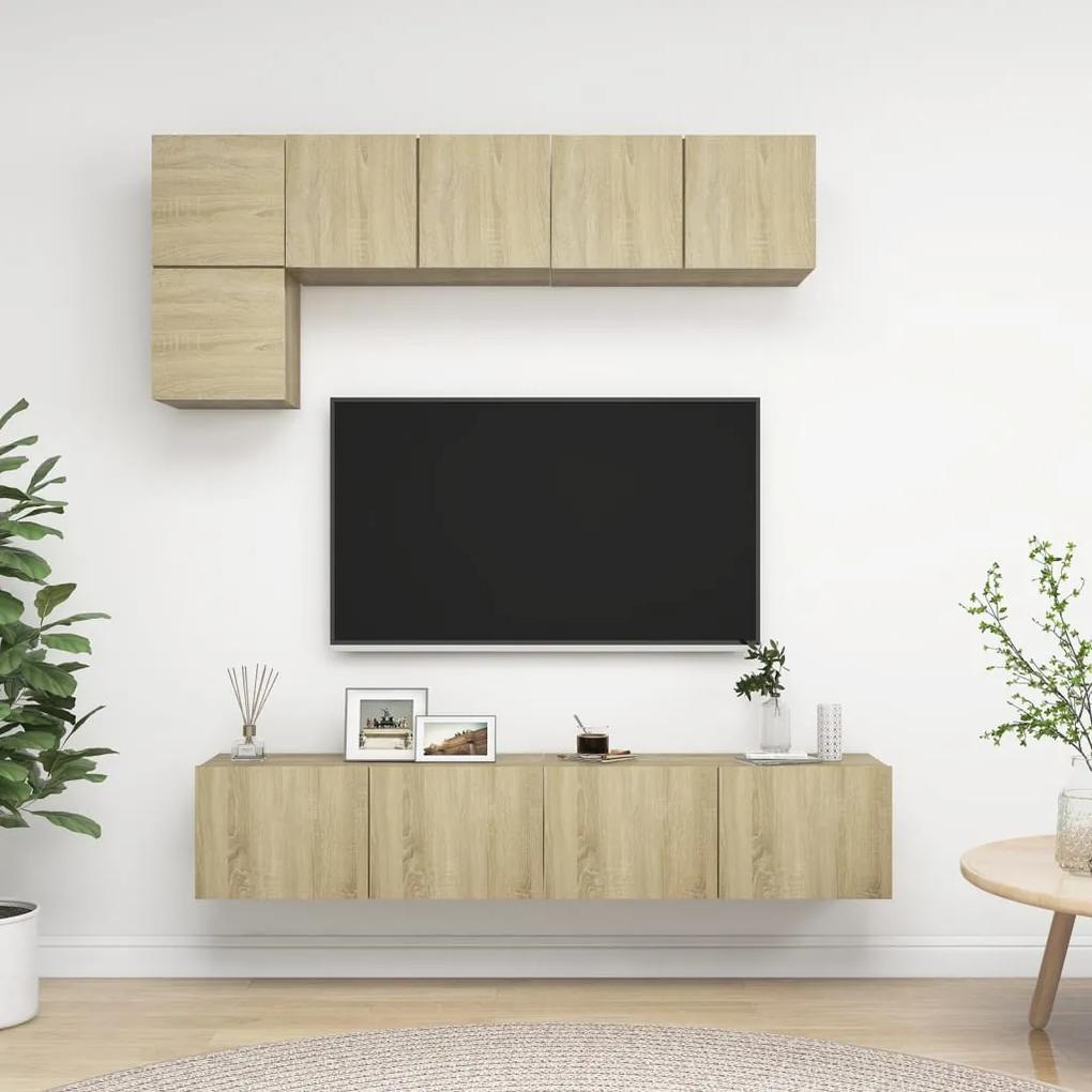 vidaXL 5-delige Tv-meubelset spaanplaat sonoma eikenkleurig