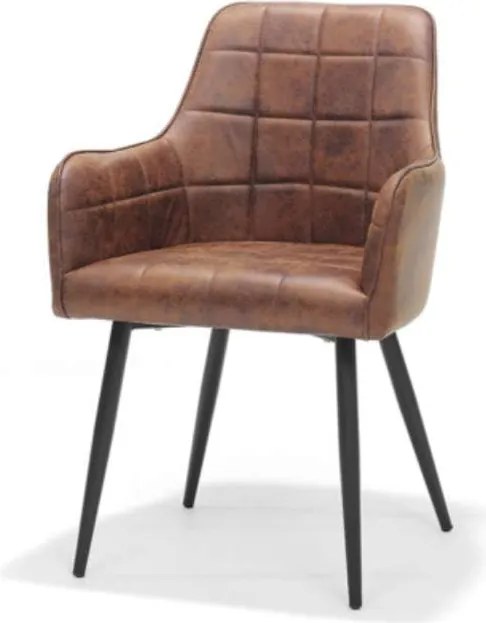 Eetkamerstoel - Donovan - stof Cowboy retro lederlook cognac