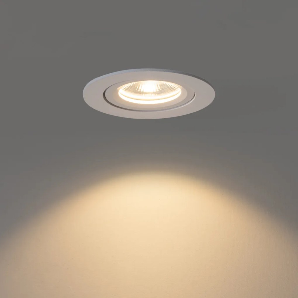 Inbouwspot wit kantelbaar 8,2cm incl. LED dim to warm IP54 ultra slim - Pupil