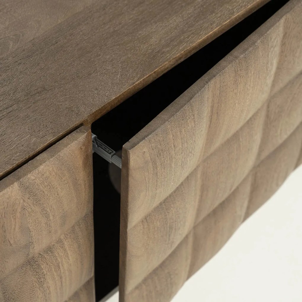 Eleonora Felix Tv-meubel Mangohout Met Vierkantjes 162 Cm - 162x41.5x54cm.