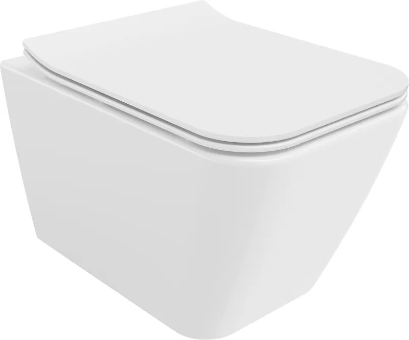 Mexen Cube WC-pot Rimless met langzaam sluitende slanke zitting, duroplast, glanzend wit - 30924000