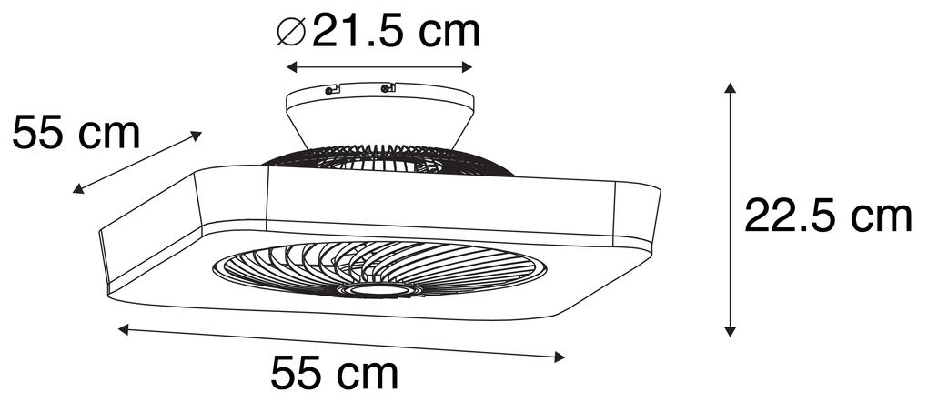Plafondventilator met lamp vierkant zwart incl. LED dimbaar - Climo Design Binnenverlichting Lamp