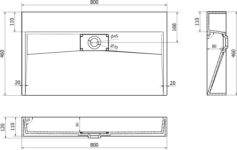 Mexen Ava opbouwwastafel van composiet B/O 80 x 46 cm, wit - 23018000