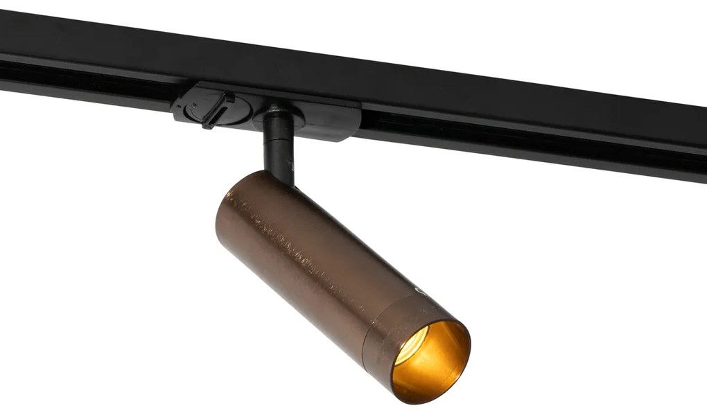 Moderne Spot / Opbouwspot / Plafondspot donker brons voor railsysteem 1-fase 35mm - Iconic Jeana Luxe Modern GU10 rond Binnenverlichting Lamp