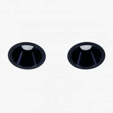 Pack Van 2 Inbouw Led-downlights Met Ronde Frames Ø7 Cm In Aluminium Luisiana Warm Wit 2700k & Zwart & 6 W & 38º - Sklum
