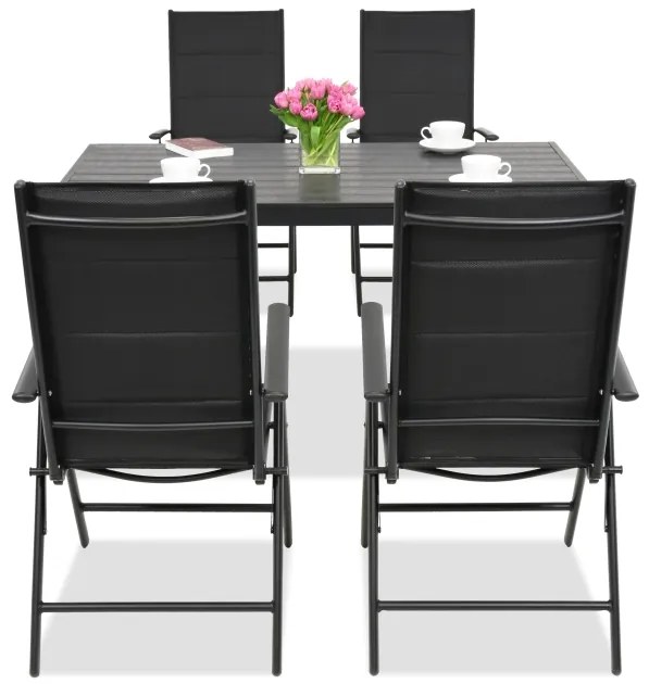Aluminium tuinmeubelen polywood Verona voor 4 personen zwart