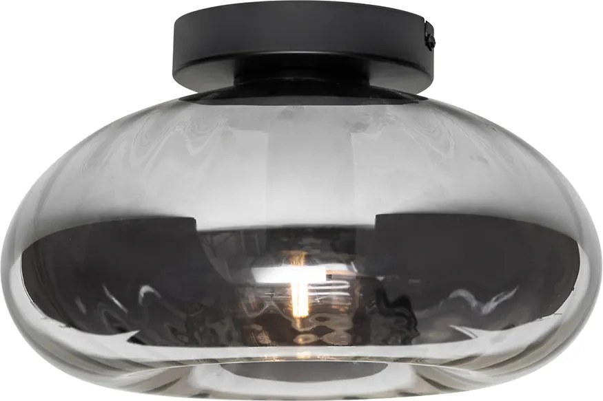 Smart plafondlamp zwart met smoke glas incl. Wifi P45 - Ayesha
