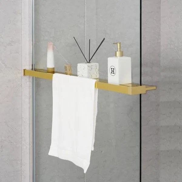 Sapho Shelf handdoekhouder en planchet voor douchewand goud mat
