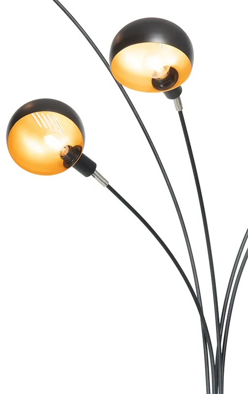 Design vloerlamp zwart met goud 5-lichts - Sixties Marmo