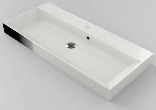 Fontana Kolo wastafelmeubel mat wit 100cm glans witte wastafel 2 kraangaten met ronde spiegel