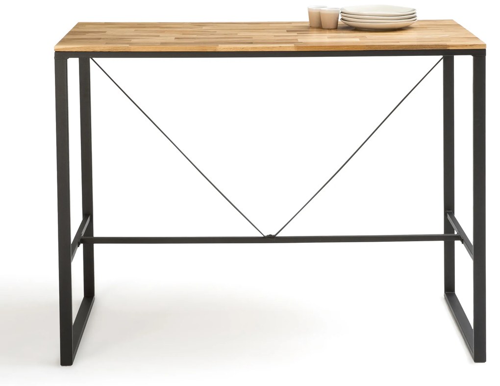 Hoge bartafel, 4-6 personen, eik/staal, Hiba