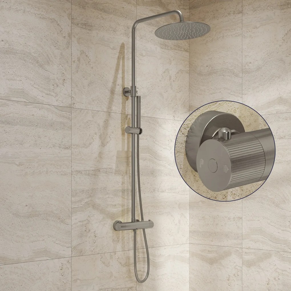 Saniclear Exclusive Stripes opbouw regendouche RVS met 30cm hoofddouche