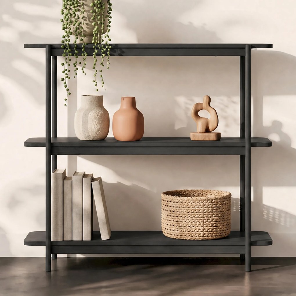 Openkast Met Drie Planken Zwart - 120x40x120cm.