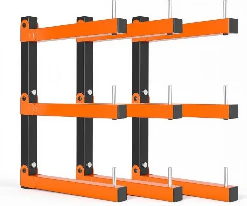 VEVOR 3x Cantileverrek met 3 lagen, opvouwbaar houten opbergrek, 50 kg per laag, metalen wandrek voor werkplaats, magazijn, garage, kelder, koolstofstalen buizen, met opklapbare armen en vergrendelpinnen