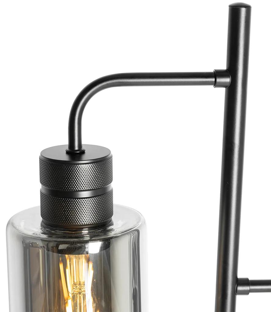 Moderne vloerlamp zwart met smoke glas 2-lichts - Stavelot Modern E27 Binnenverlichting Lamp