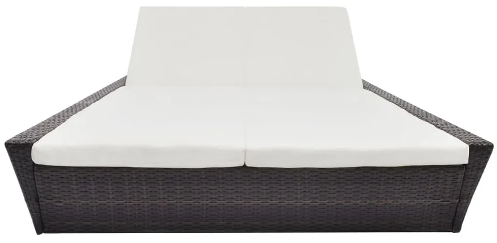 vidaXL Loungebed met kussen poly rattan bruin