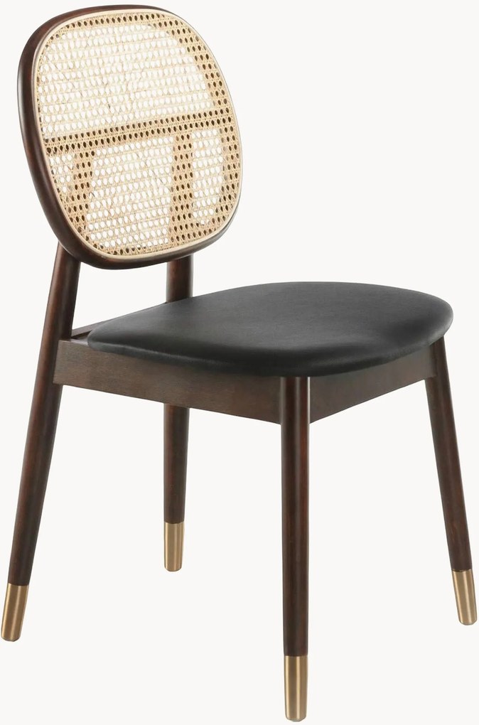 Eetstoelen Daria met kunstleren zitvlak en rotan rugleuning, 2-delig