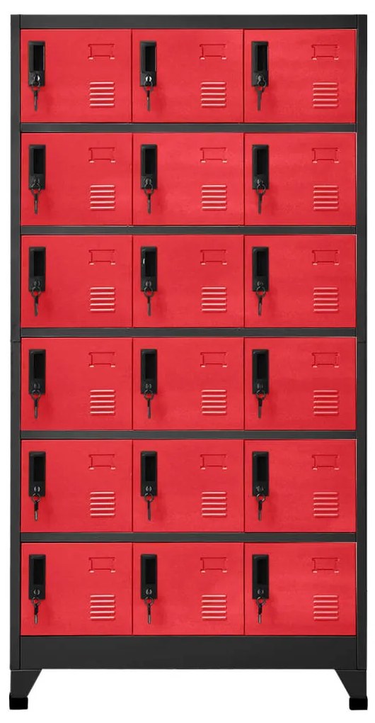 vidaXL Lockerkast 90x40x180 cm staal antracietkleurig en rood