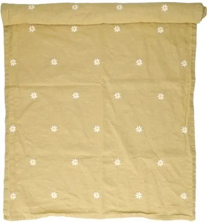 Geborduurde tafelloper, GOTS bio-katoen, madelief, 50 x 145 cm