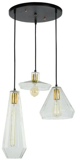 Muse Glazen Vintage Design Hanglamp, 3 Kappen Set