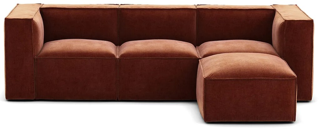3-zits modulaire unit en vintage corduroy poef Seven