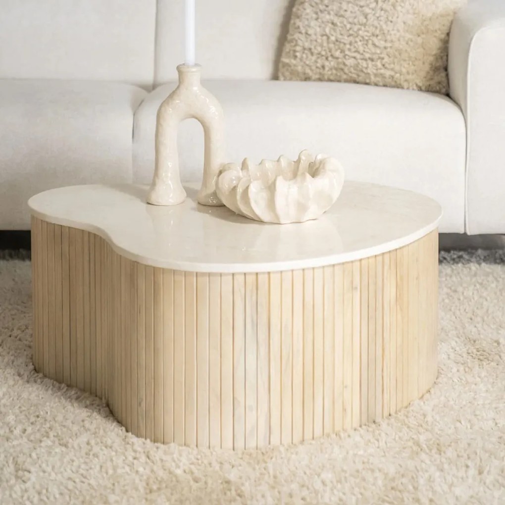 Salontafel Met Marmer Blad Groot - 83 X 72cm.