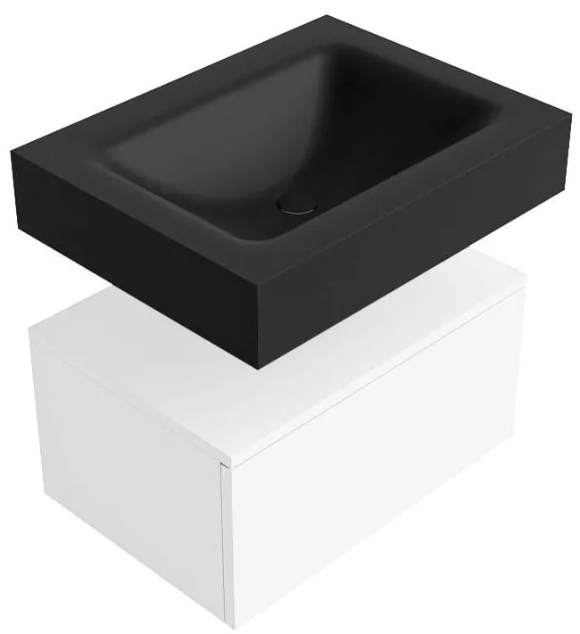 Zaro Alan badmeubel 60cm talc 1 lade met vrijhangende wastafel cloud midden 1 kraangat urban