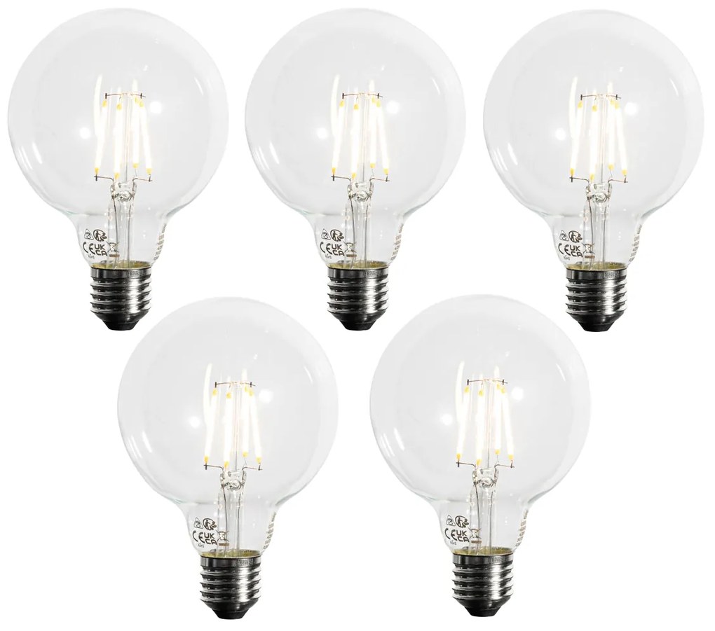 Set van 5 E27 dimbare LED lamp G95 5W 450 lm 3000K