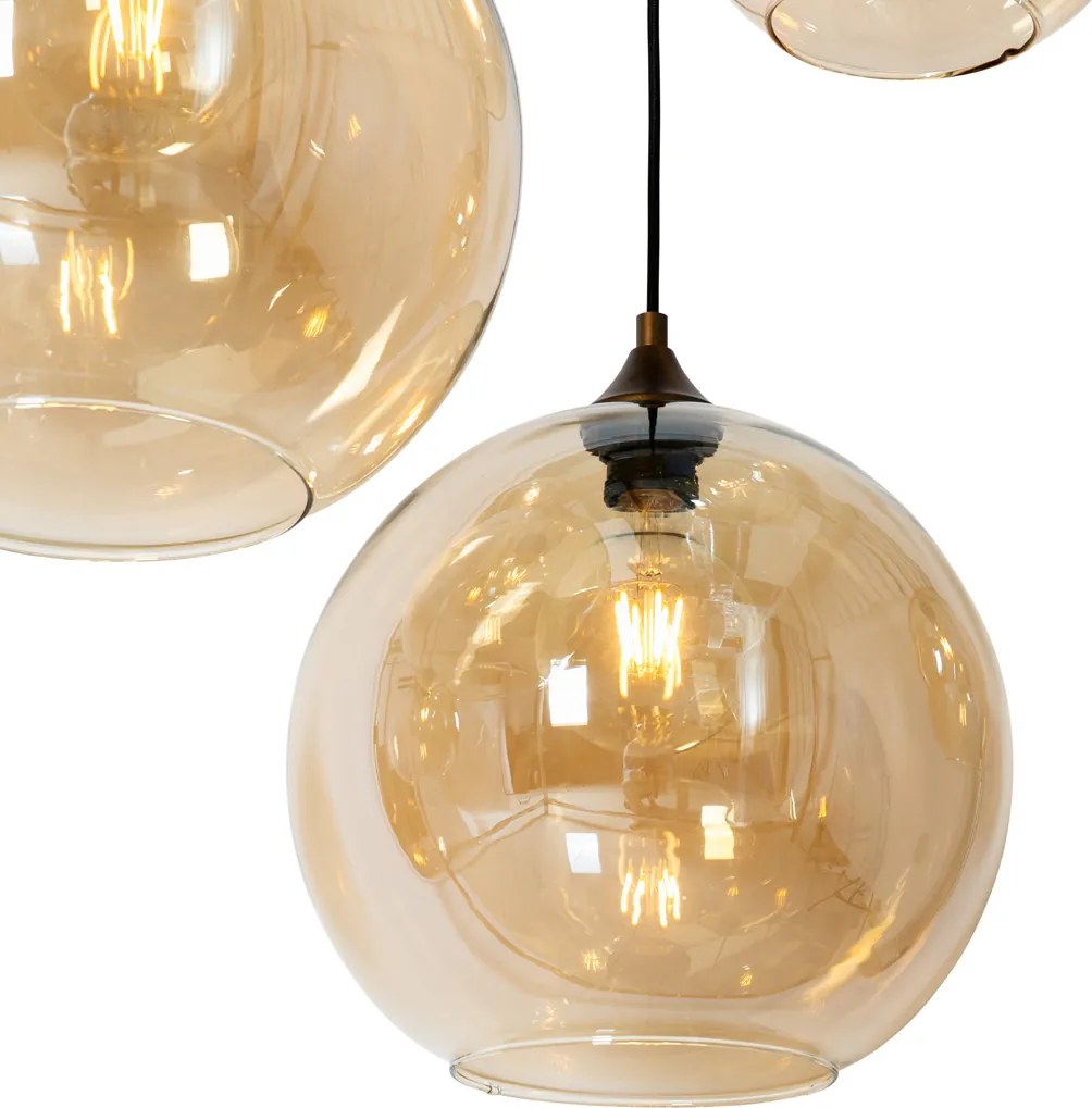 Smart hanglamp donkerbrons met amber glas ovaal 8-lichts incl. 8 Wifi G95 - Sandra