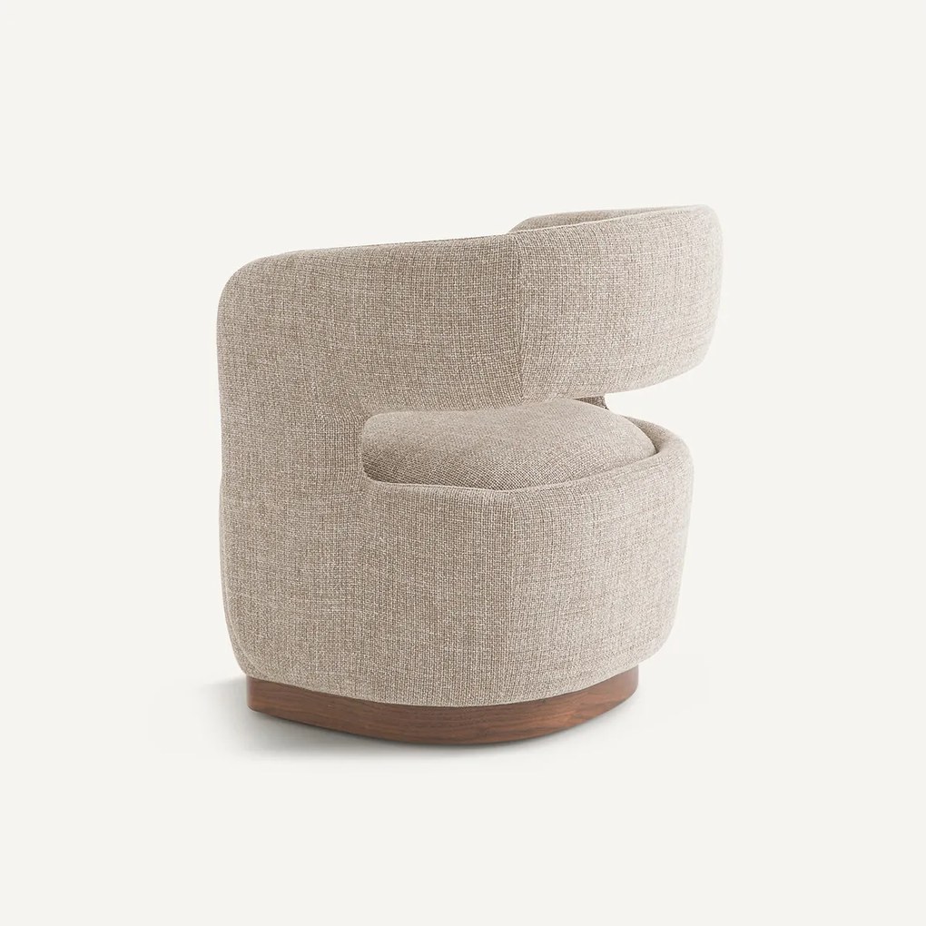 Draaifauteuil met walnoten onderstel, mêleestof, Jesper