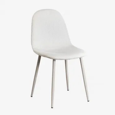 Set Van 4 Eetkamerstoelen In Stof En Staal Glamm Deluxe Grijs – Taupe – Koel & Corduroy Beige – Linnen - Sklum