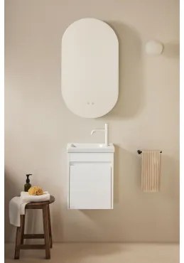 Narek Zwevend Houten Badkamermeubelset Met Geïntegreerde Wastafel Wit & Ovaal Met Opbergruimte Zwart 50x90 Cm Oricsa & Wit ↑20 - Sklum