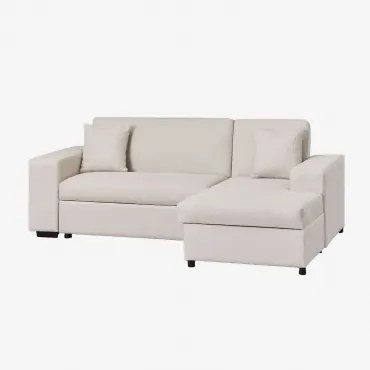 3-zits Slaapbank Met Rechter Chaise Longue In Stof Umay Stof Crème Beige - Sklum