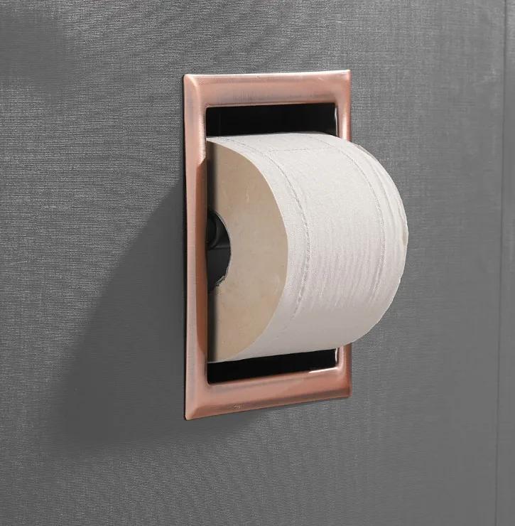 Saniclear Copper inbouw toiletrol houder zonder klep geborsteld koper