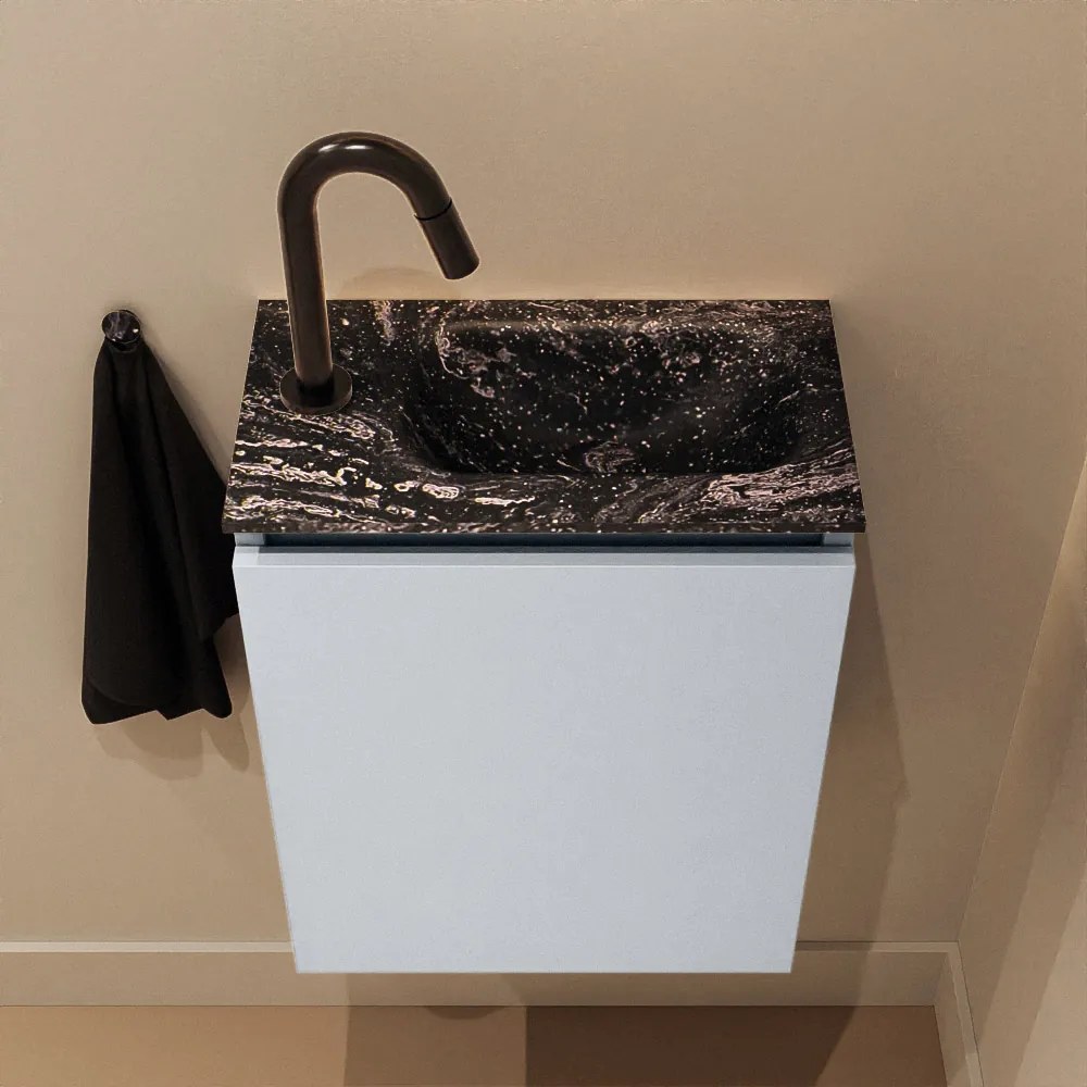 Mondiaz Ture DLux toiletmeubel 40cm clay met wastafel lava rechts met kraangat