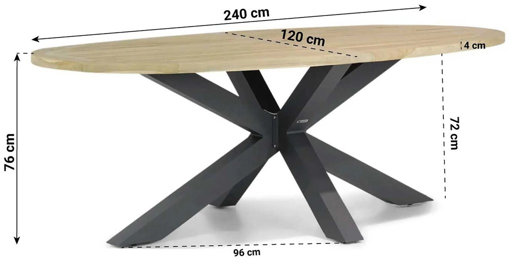 Tuinset 6 personen 240 cm Rope Grijs Lifestyle Garden Furniture Monaco/Brookline