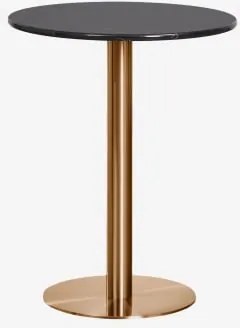 Ronde Bartafel Van Natuurlijk Steen Xiren Ø60 Cm & Nero Marquina Marmer - Geborsteld Roségoud - Sklum