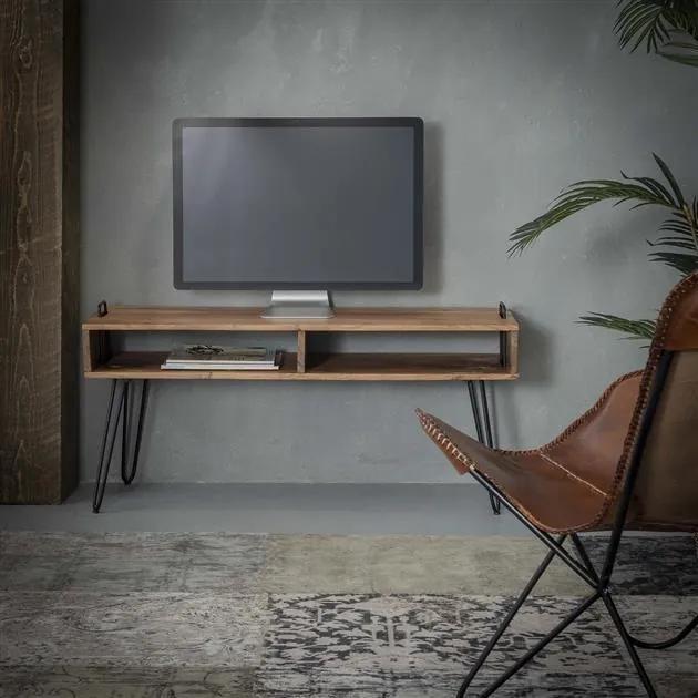 Dimehouse | TV Meubel Aimée breedte 110 cm x diepte 35 cm x hoogte 45 cm bruin, zwart tv-meubels acaciahout, staal kasten | NADUVI outlet
