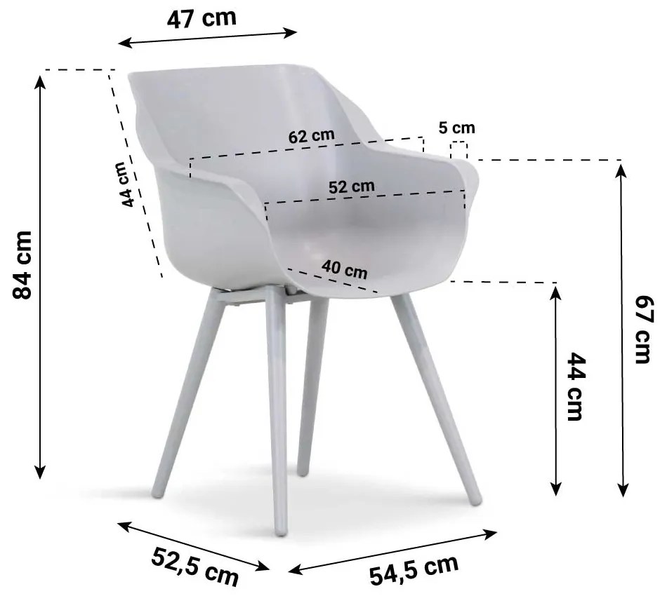 Tuinset Ronde Tuintafel 4 personen 120 cm Kunststof Grijs  Hartman Sophie