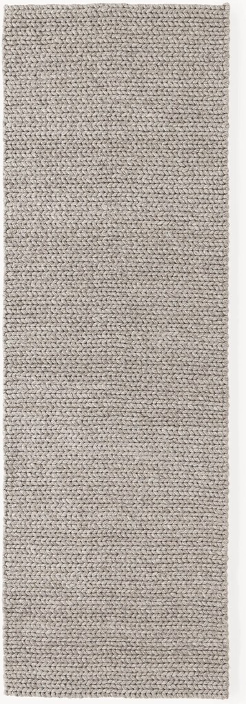 Handgemaakte wollen loper Bruna met gevlochten structuur