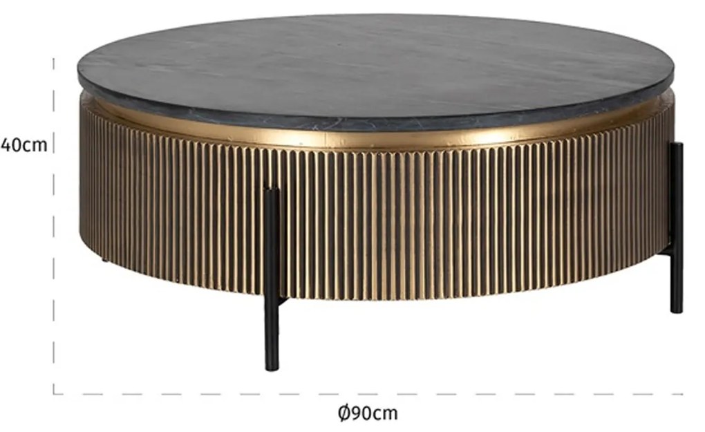 Richmond Interiors Ironville Ronde Salontafel Met Marmer - 90 X 90cm.
