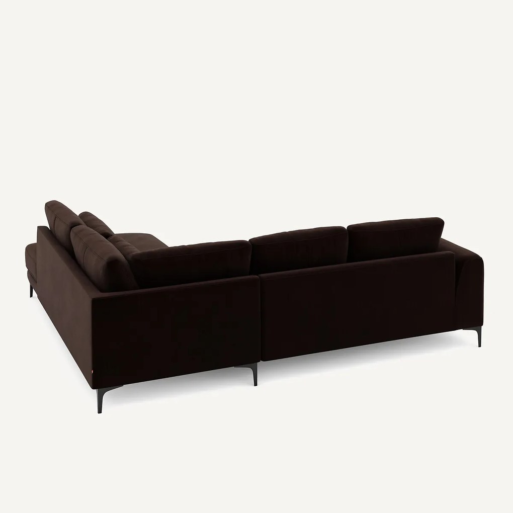 Linkse hoekbank met leuning in fluweel, Marsile